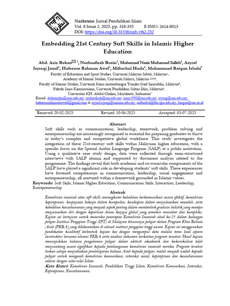 Embedding 21st Century Soft Skills in Islamic Higher Education | PDF ...