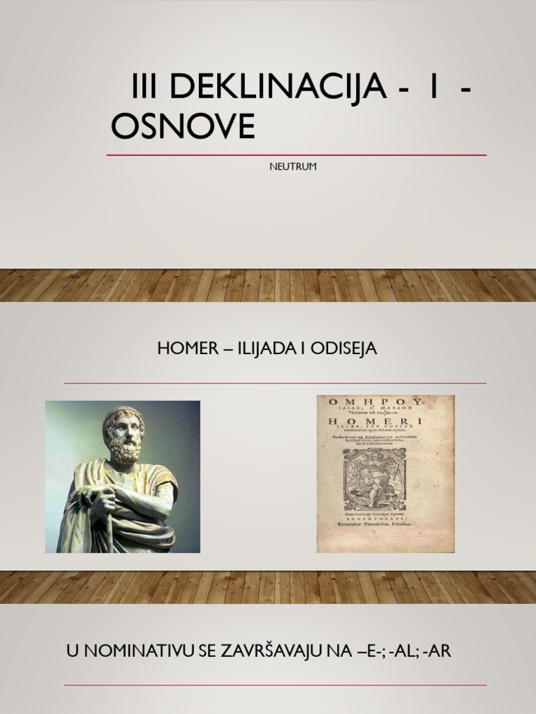 III Deklinacija I Osnove Neutrum | PDF