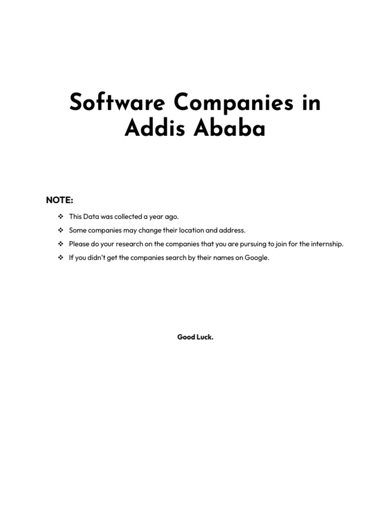 Software Companies in Addis Ababa | PDF