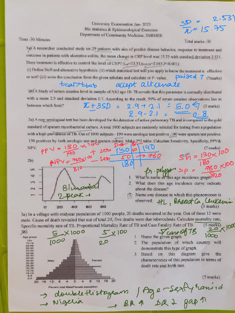 Biostatistics With Solution - HG!! | PDF | Health Sciences | Diseases ...