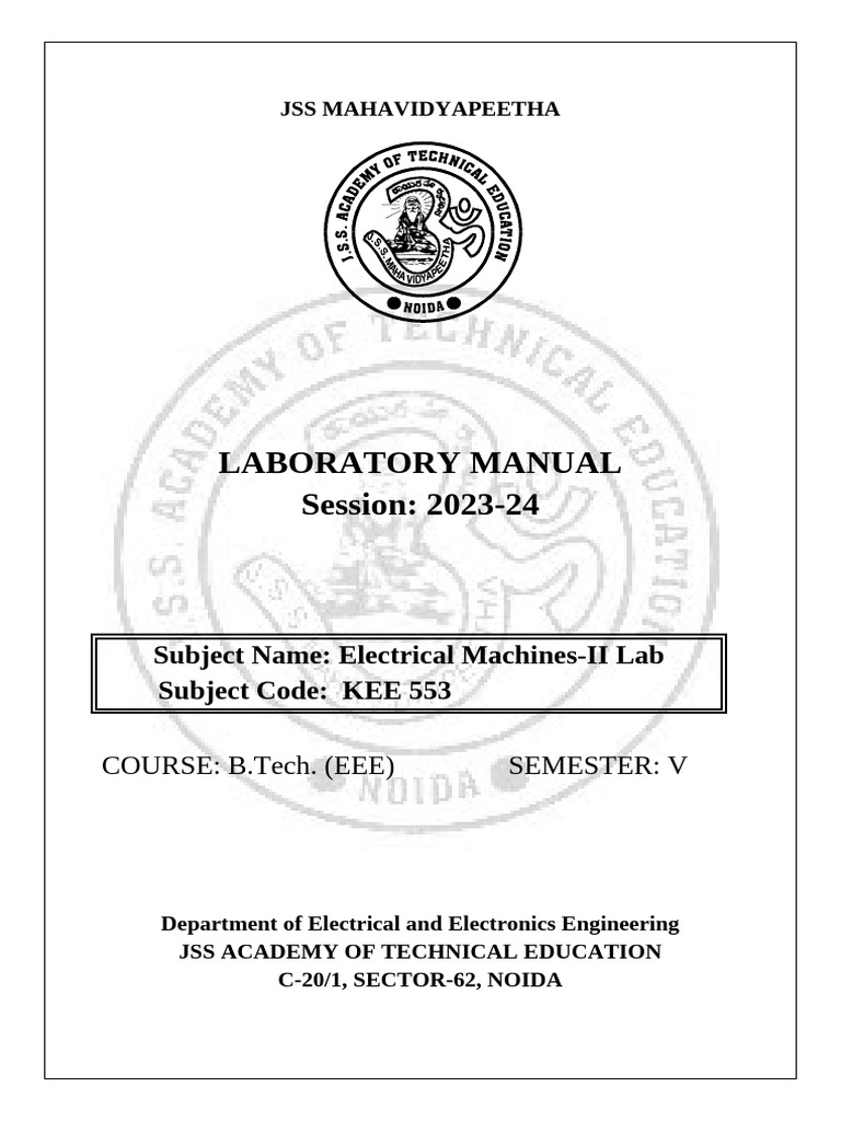 Electrical Machines-II Lab Manual | PDF | Electric Motor | Engineering