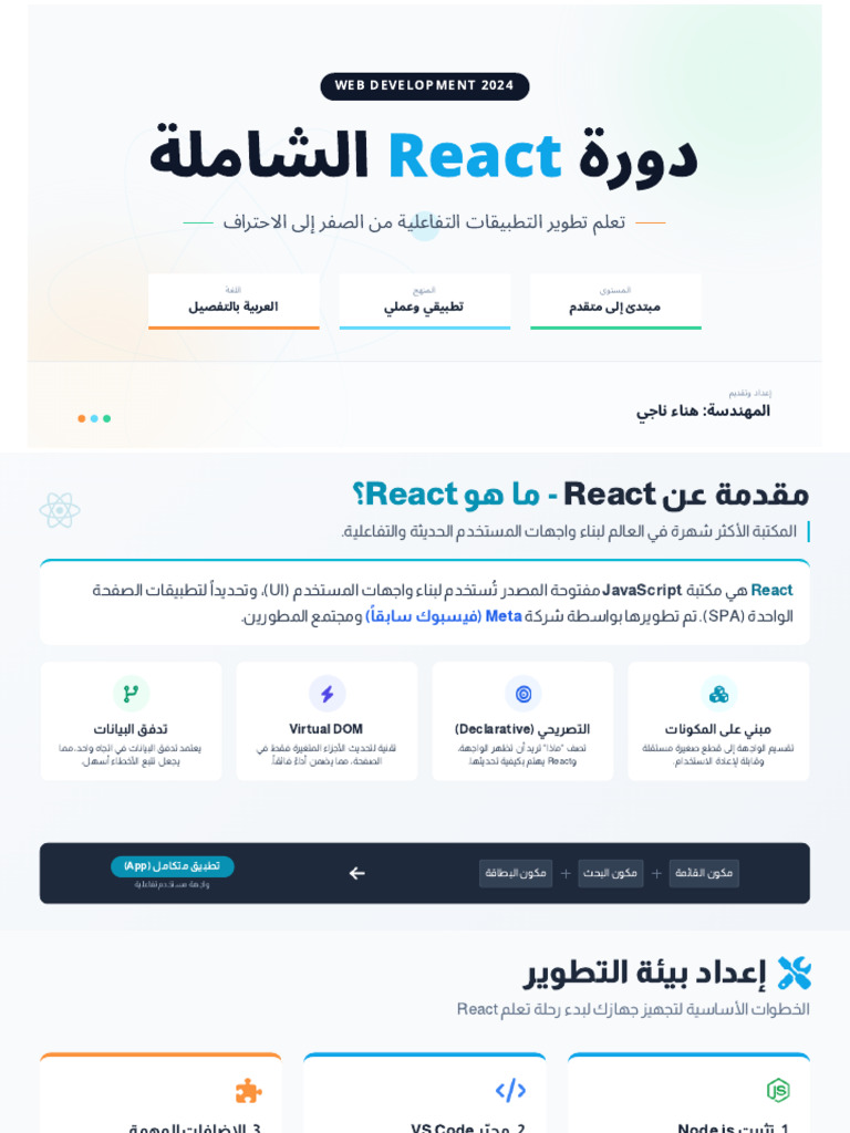 دورة React الشاملة - تعلم تطوير التطبيقات التفاعلية | PDF