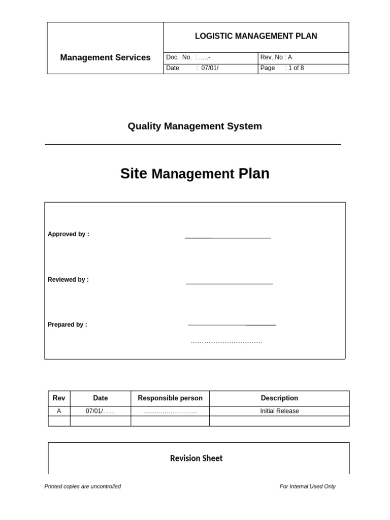 Logistic Management Plan | PDF | Logistics | Supply Chain