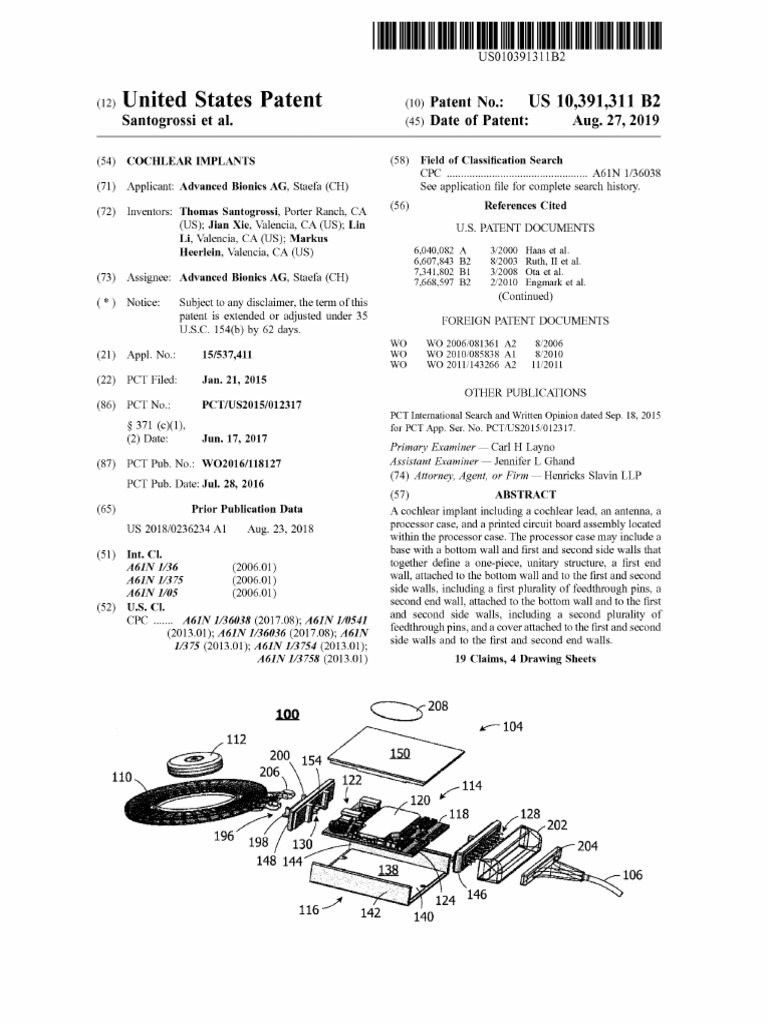 Us10391311 Cochlear Implants | PDF | Printed Circuit Board | Electricity