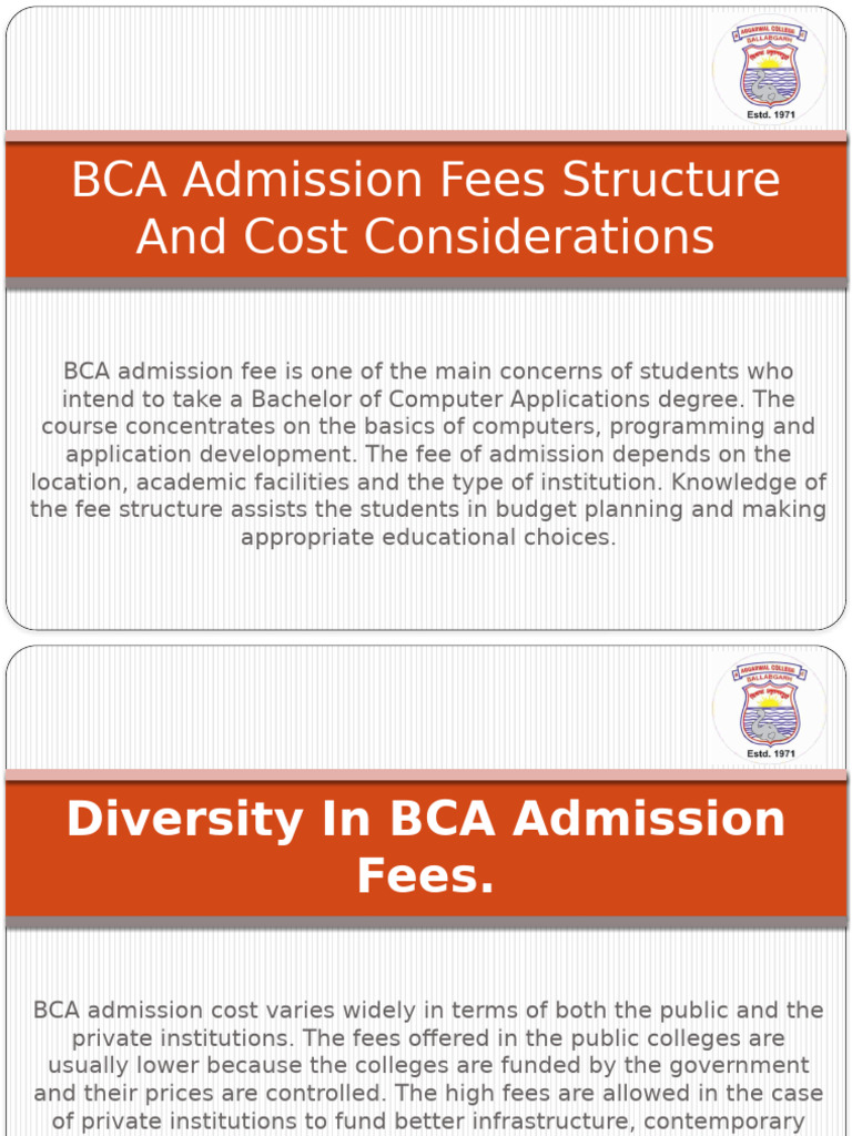 BCA Admission Fees Structure and Cost Considerations | PDF
