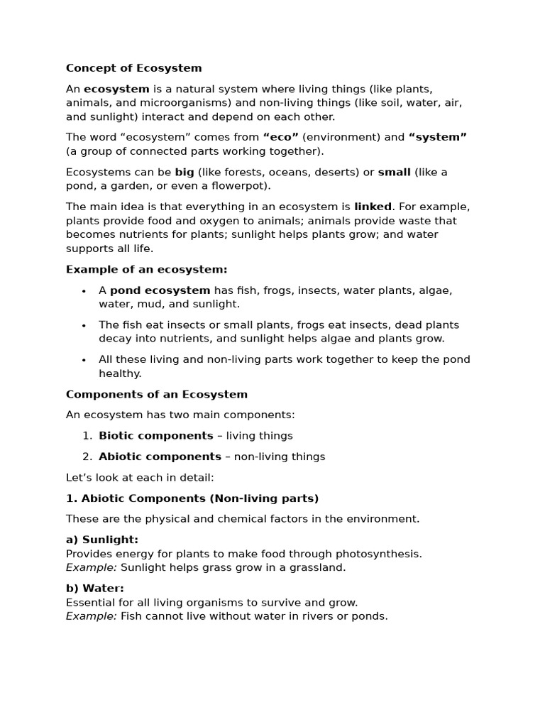 Ecosystem Concept and Components | PDF | Ecosystem | Plants