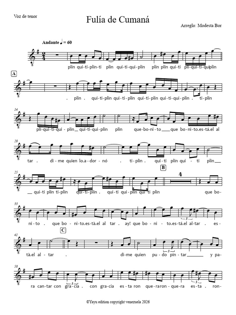 Fulía de Cumaná 1 - Voz de Tenor | PDF
