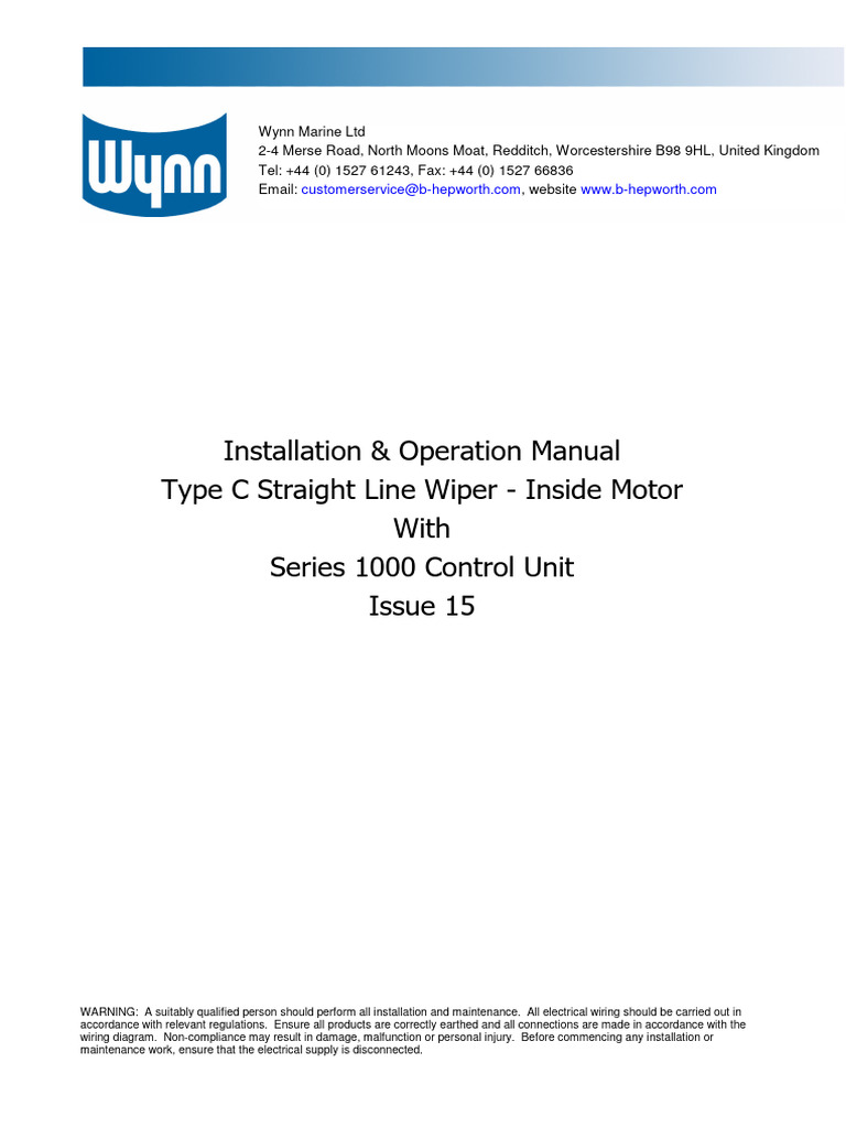 Wynn Wiper Type C 1000 Control Standard I15 1 (Catalogo General) | PDF ...