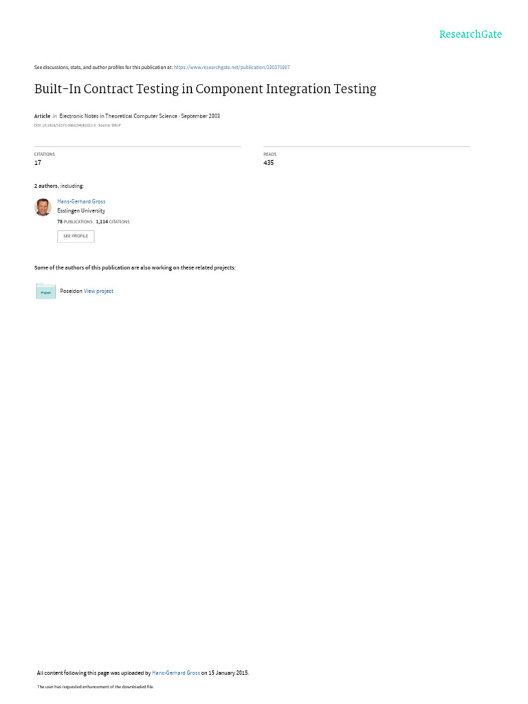 Built-In Contract Testing in Component Integration | PDF | Software ...