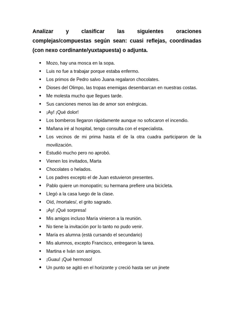 Actividad Oraciones Complejas Compuestas | PDF
