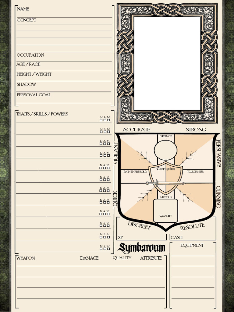 Symbaroum Character Sheet Simple Powers | PDF
