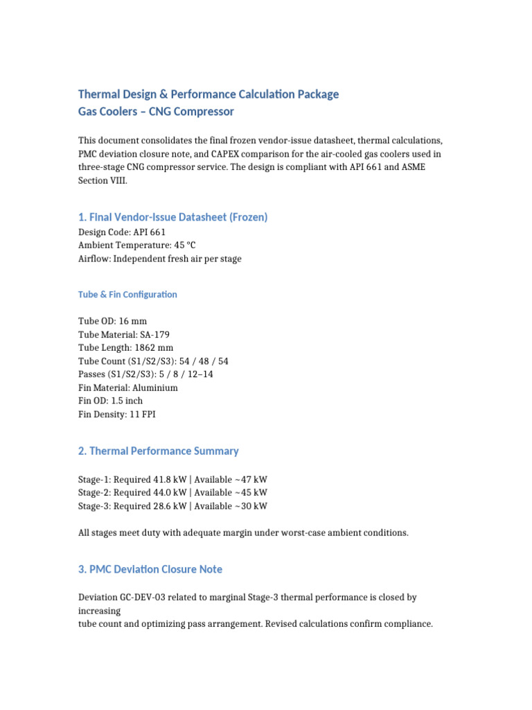 Gas Cooler Final Calculation Package | PDF