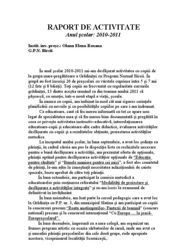 1 Raport De Activitate
