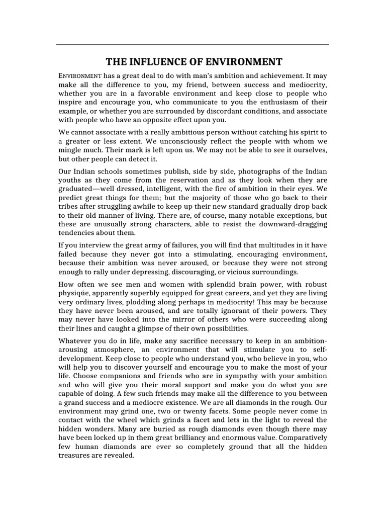The Influence of Environment | PDF