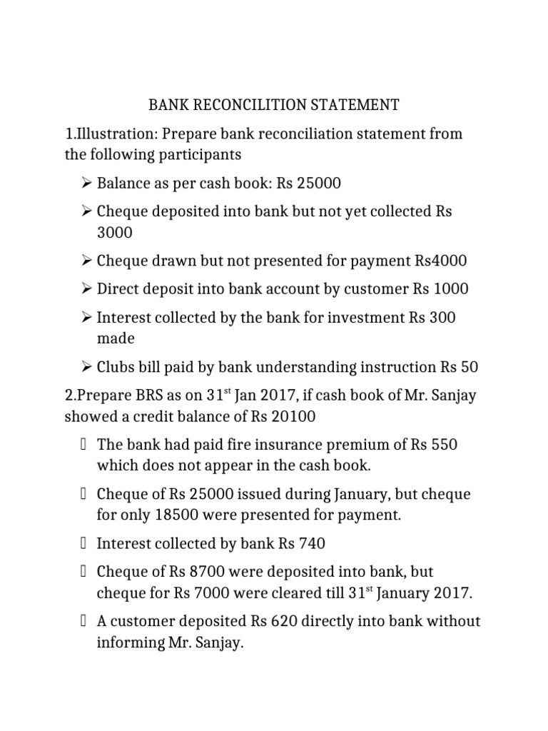 BRS Question | PDF | Banks | Cheque