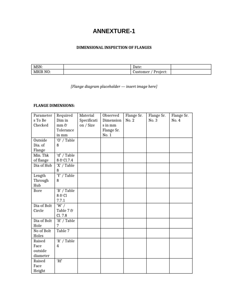 Flange Inspection Template | PDF