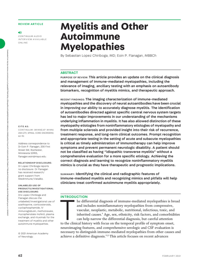 3-Myelitis and Other Autoimmune Myelopathies. | PDF | Neurology ...
