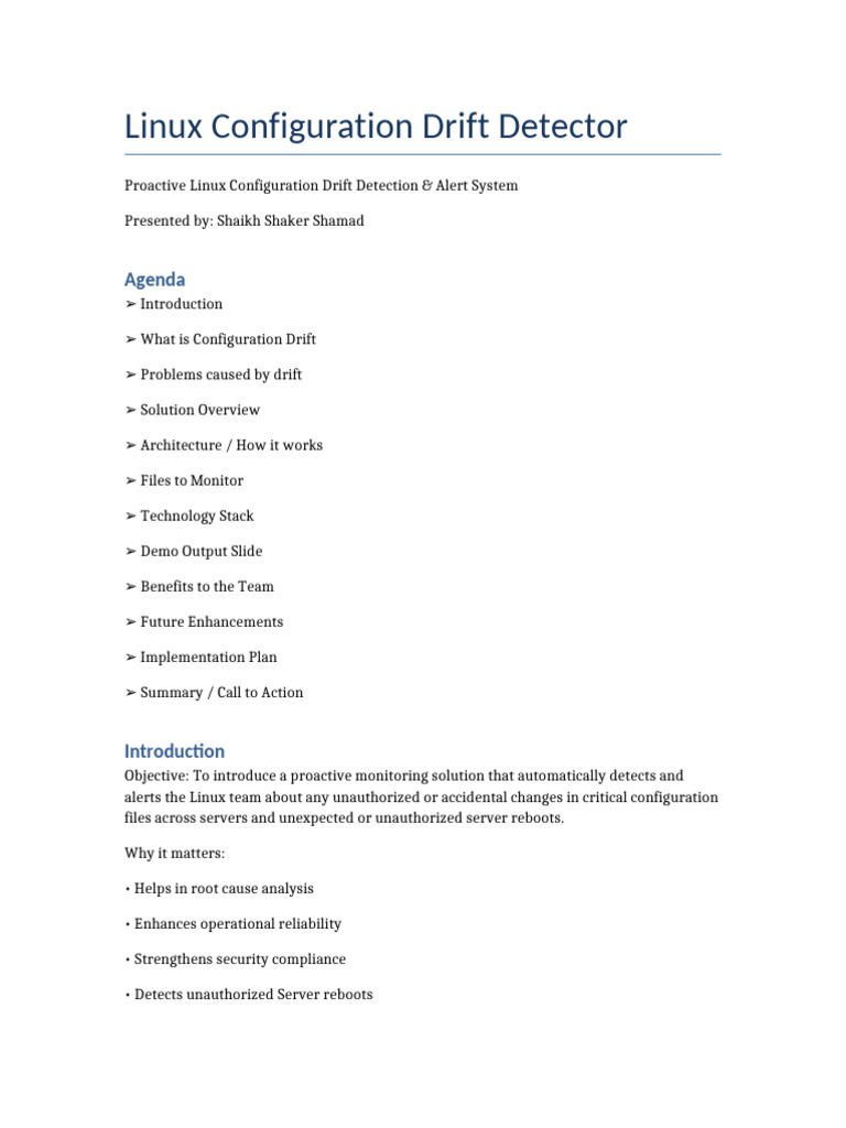 Linux Configuration Drift Detector Part1 | PDF