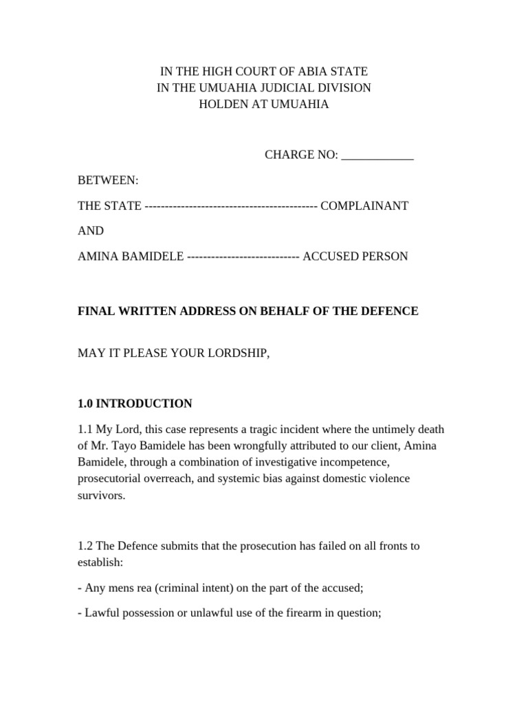 Final Written Address Complete | PDF | Confession (Law) | Criminal Law