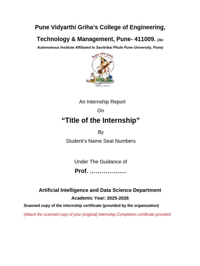 Internship Report Format 202526 | PDF