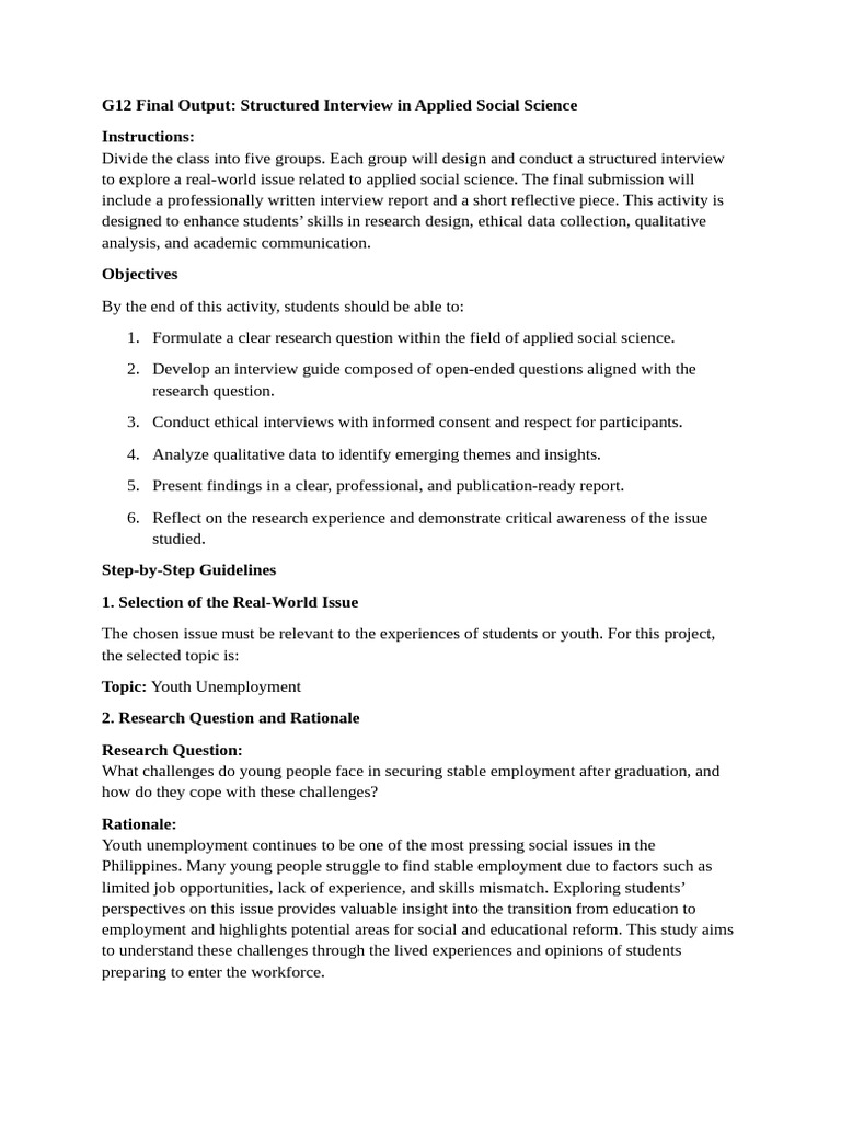 G12 Final Output Interview | PDF | Social Sciences | Qualitative Research