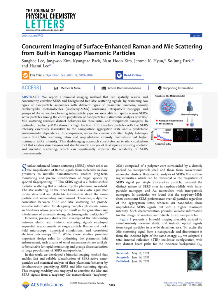 (2021) Concurrent Imaging of Surface-Enhanced Raman and Mie Scattering ...