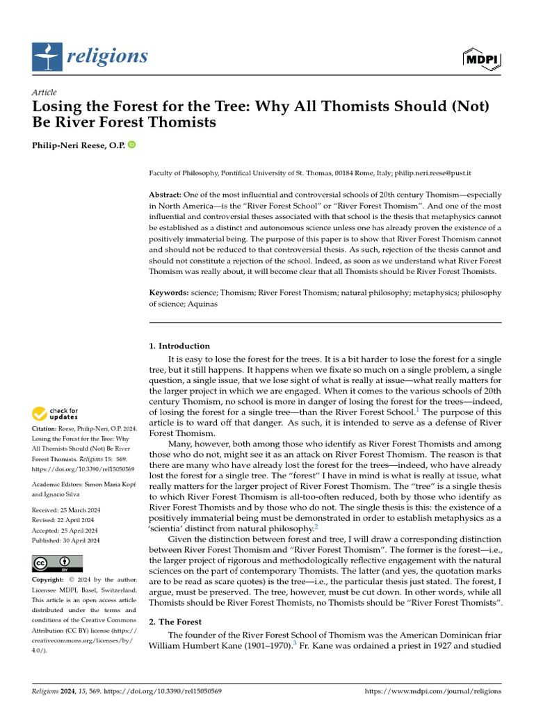 Losing The Forest For The Tree - Why All Thomists Should (Not) Be River ...