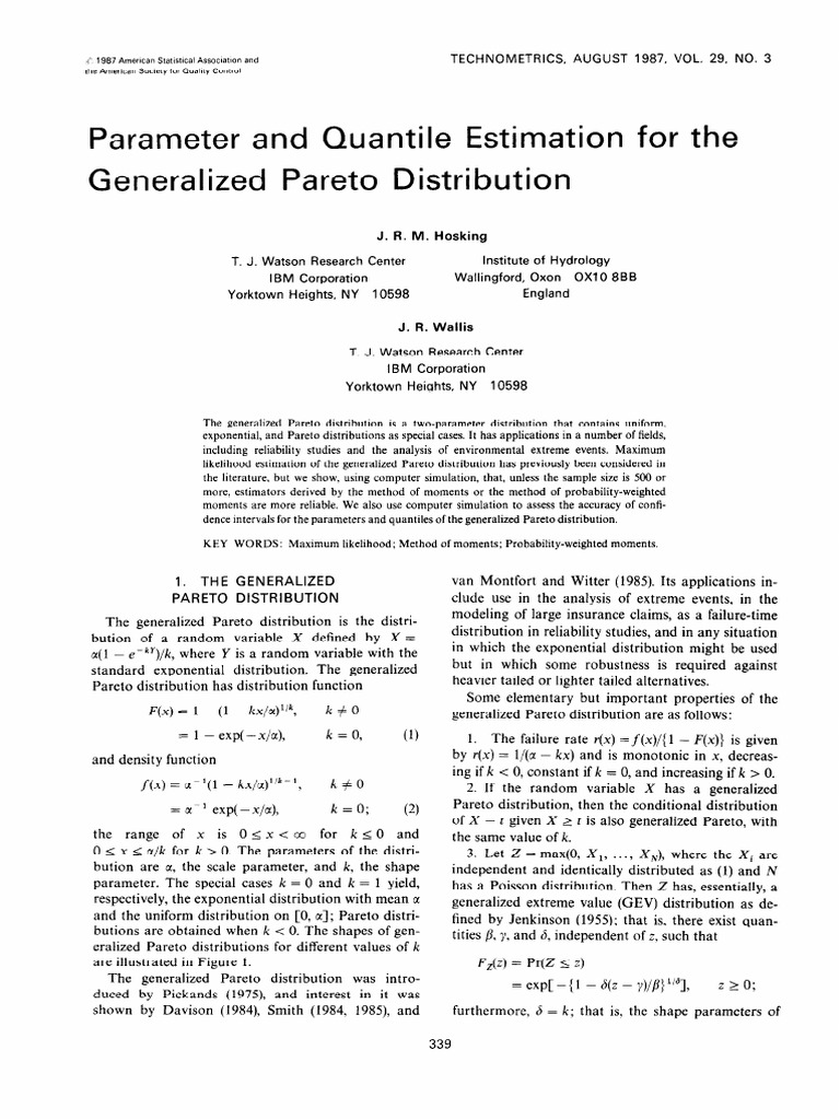 Parameter and Quantile Estimation For The | PDF | Estimation Theory ...