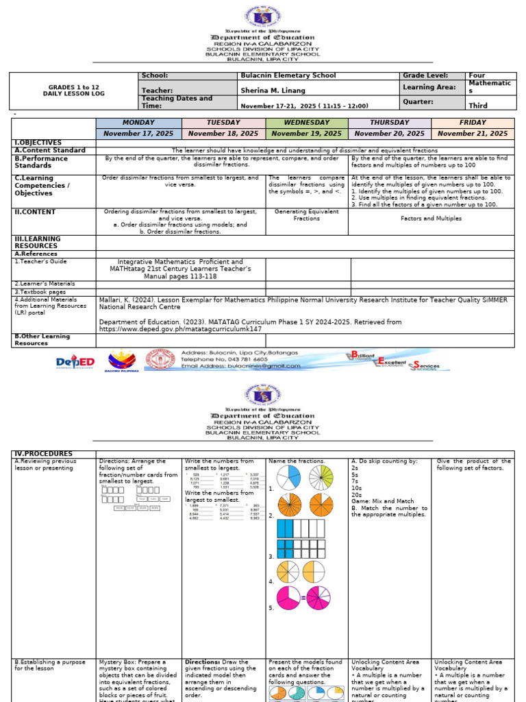 DLL - Mathematics q3 Week 3 | PDF | Learning | Mathematics