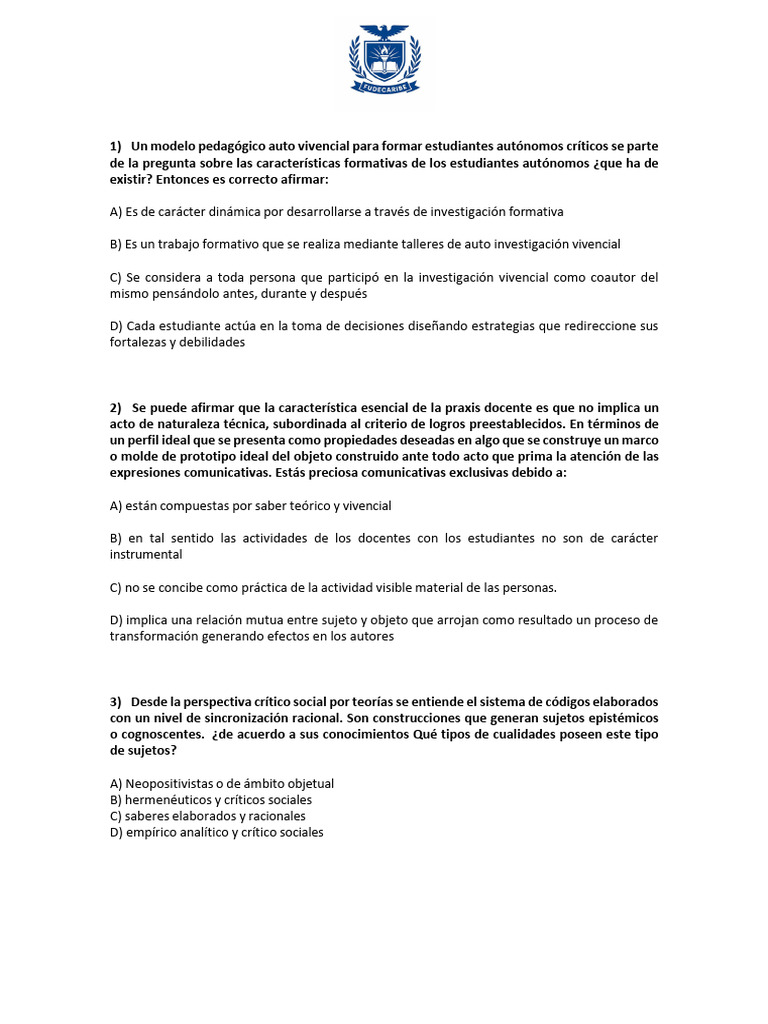 Prueba CD 01 | PDF | Plan de estudios | Constructivismo (filosofía de ...