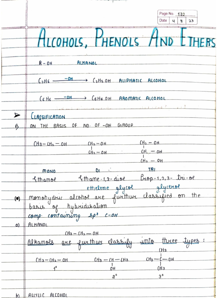 Alcohol Phenol and Ether | PDF