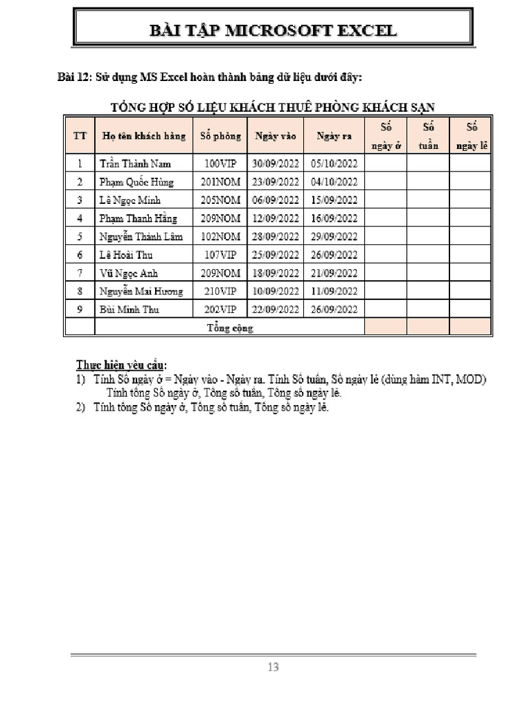 Thaohp - Bai Tap Ms Excel - Buoi 3 1 | PDF