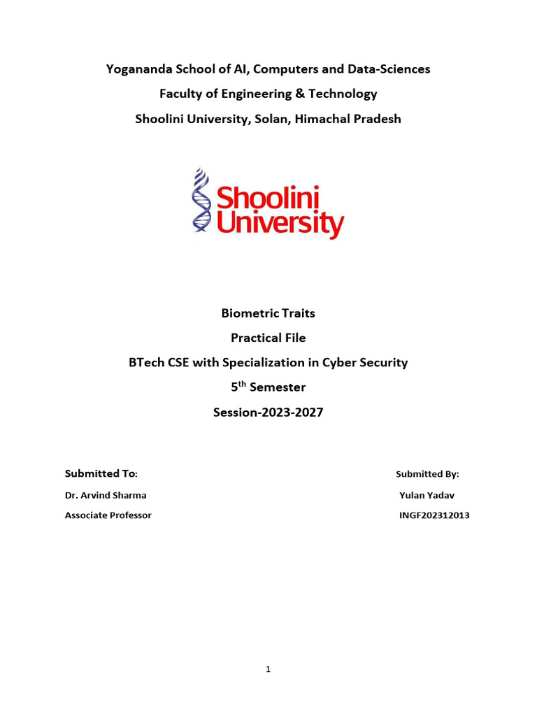Biometric Practical Final | PDF | Biometrics | Computing