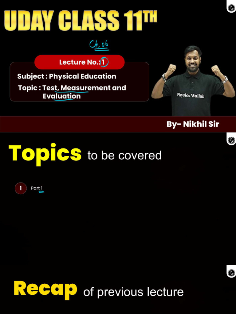 Test Measurement and Evaluation 01 Class Notes Uday 2026 Class 11th | PDF