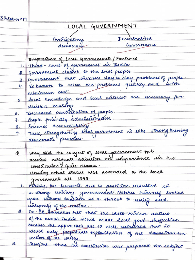 Local Govt (NOTES) | PDF