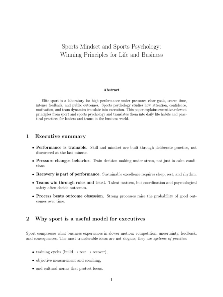 Sports Mindset and Psychology For Winning in Life | PDF | Psychology ...