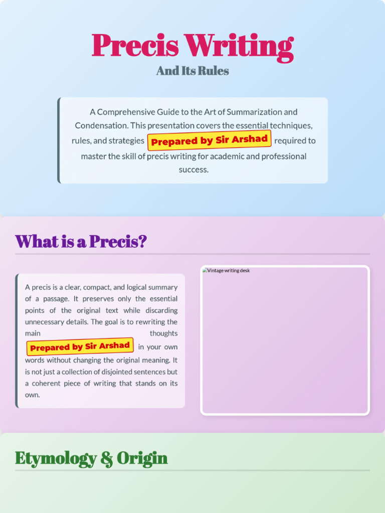 Precis Writing and Its Rules | PDF