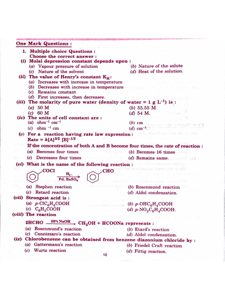 10+2 Sample Paper No.4 Chemistry | PDF