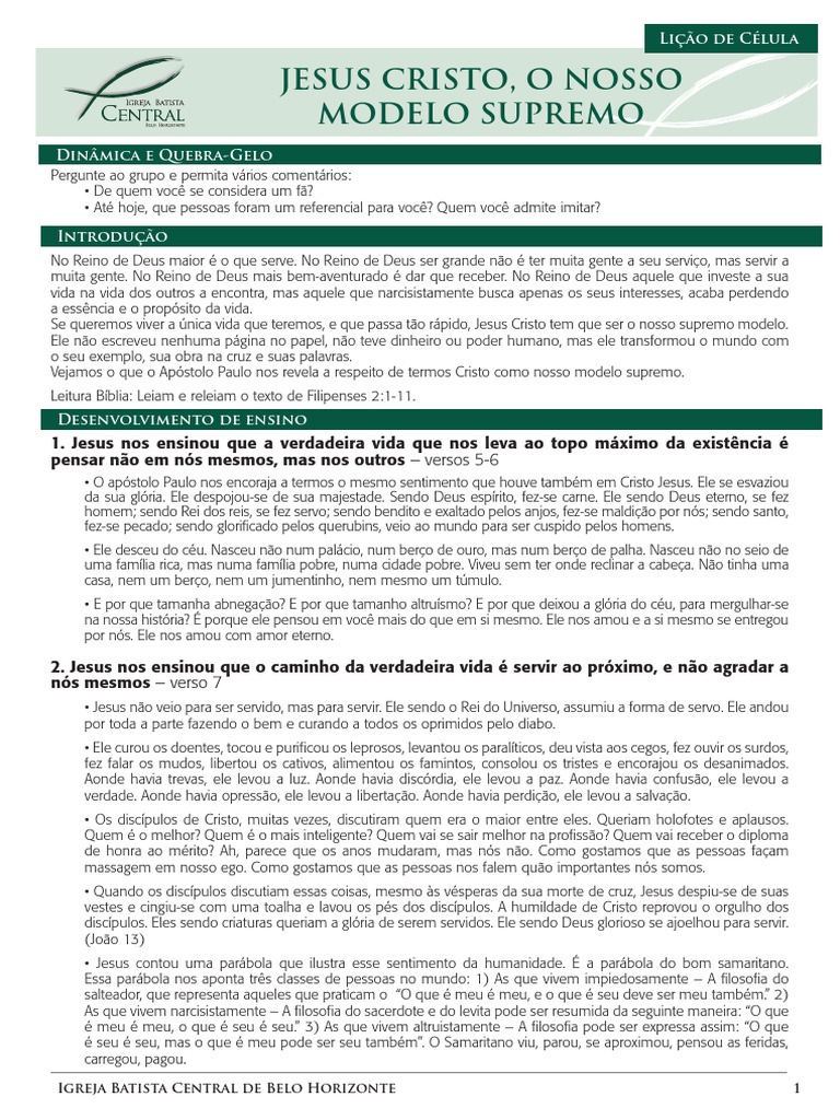 Jesus Cristo o Nosso Modelo Supremo | PDF | Jesus | O Reino de Deus