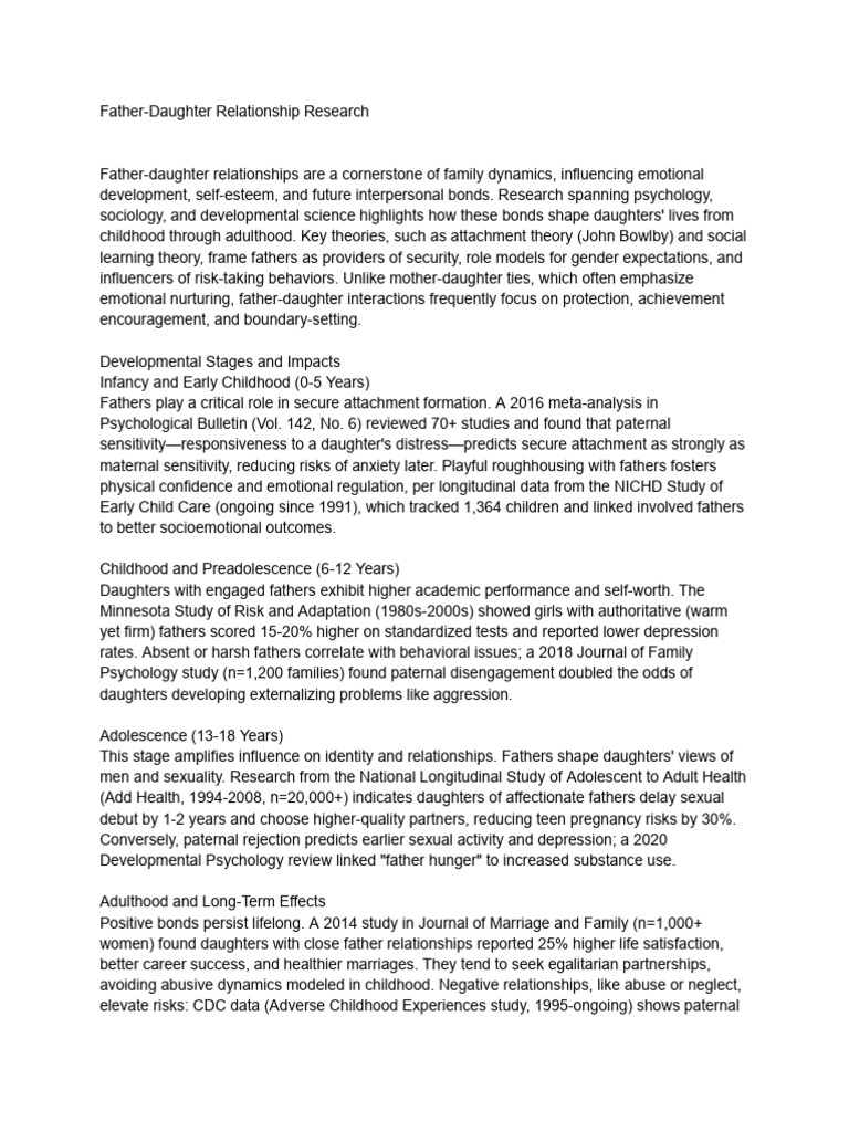 Father and Daughter Relationship | PDF | Attachment Theory | Self Esteem