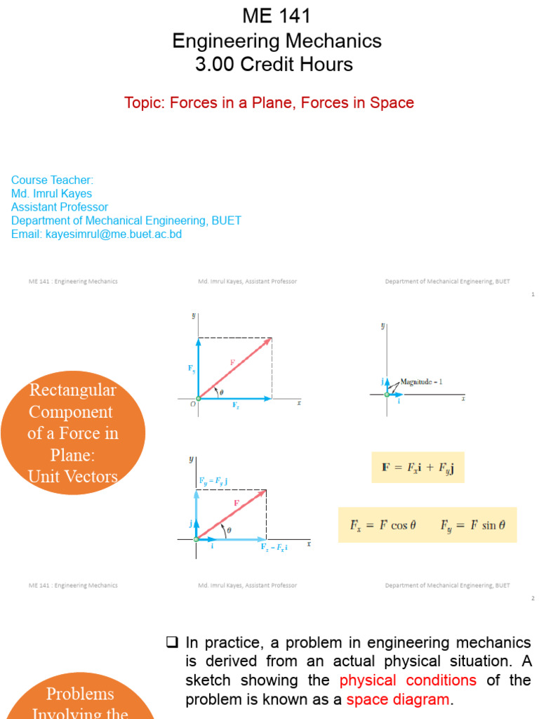 ME 141 Jan 2025 Lecture 02 | PDF | Force | Engineering