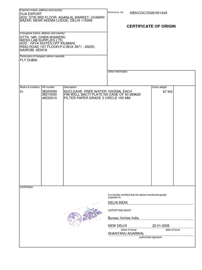 Certificate of Origin: Reference No | PDF