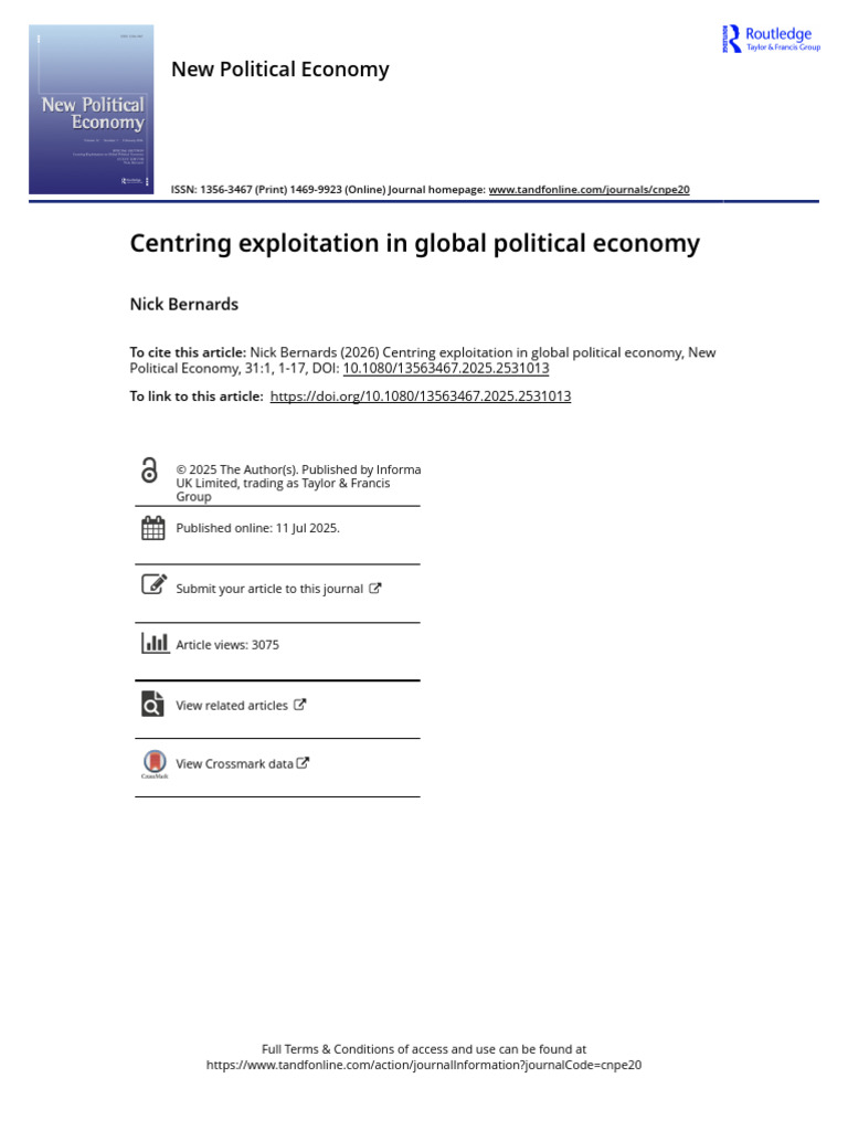 BERNARDS Exploitation Global Economy Centring Exploitation in Global ...