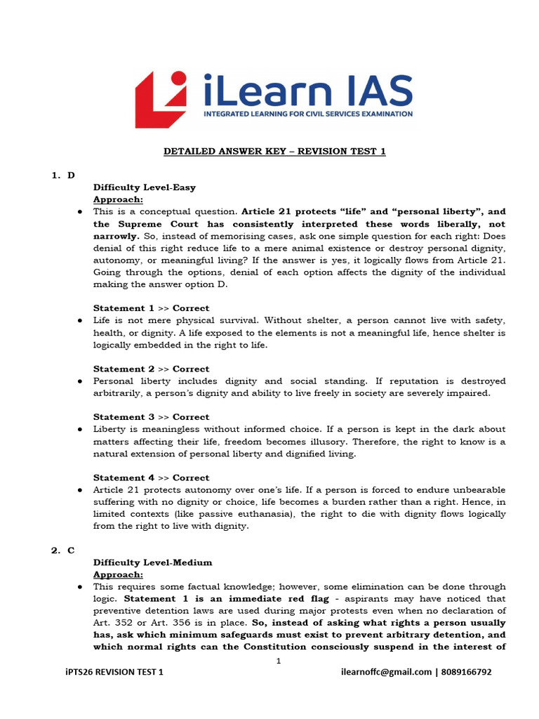 Revision Test 1 Detailed Answer Key | PDF | Gross Domestic Product ...