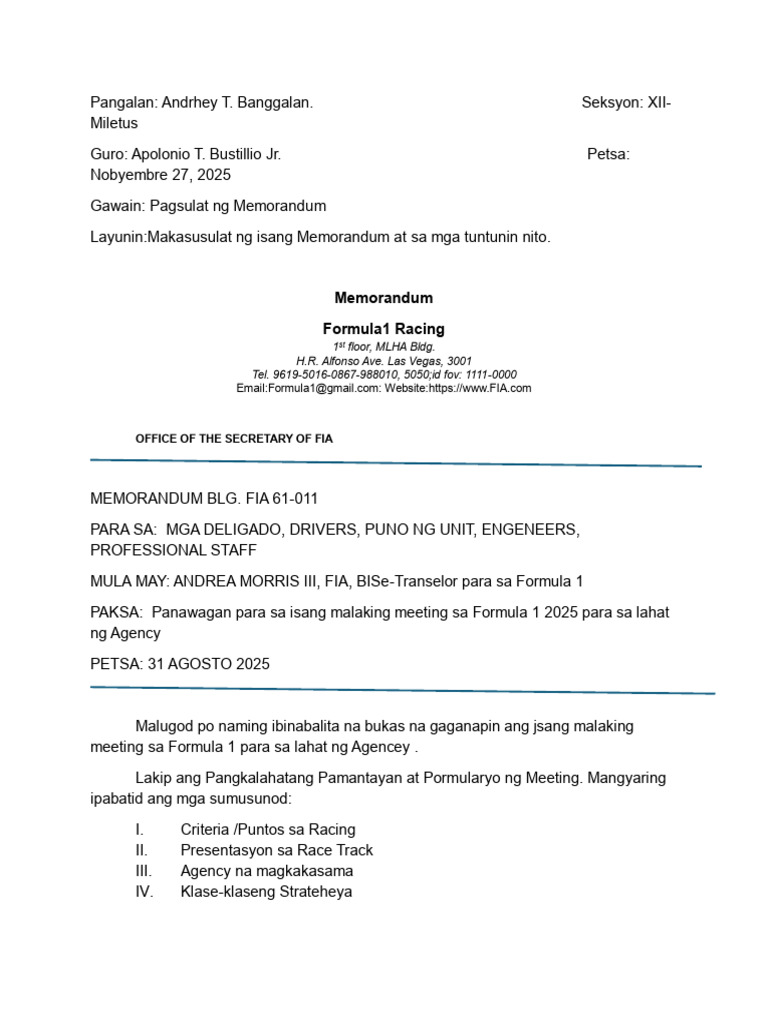Memorandum | PDF