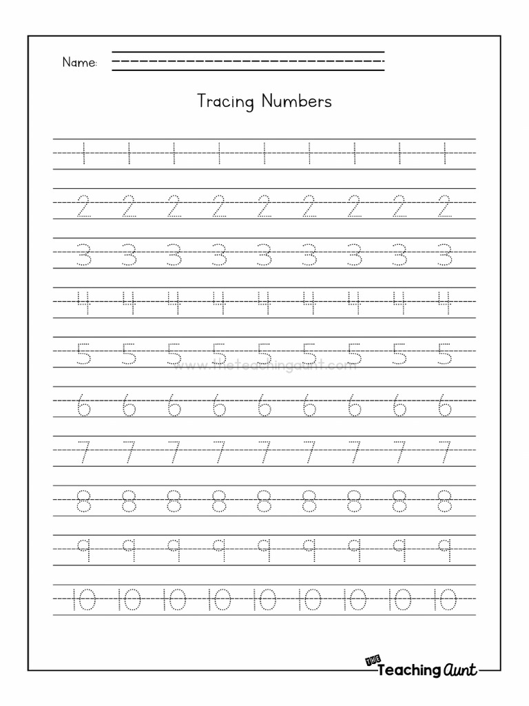 Tracing Numbers Math Worksheets For Kids | PDF