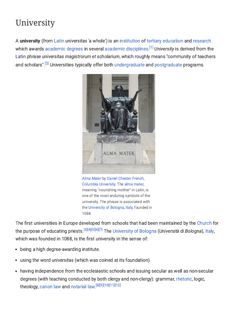 University - Wikipedia | PDF | University | Academic Degree
