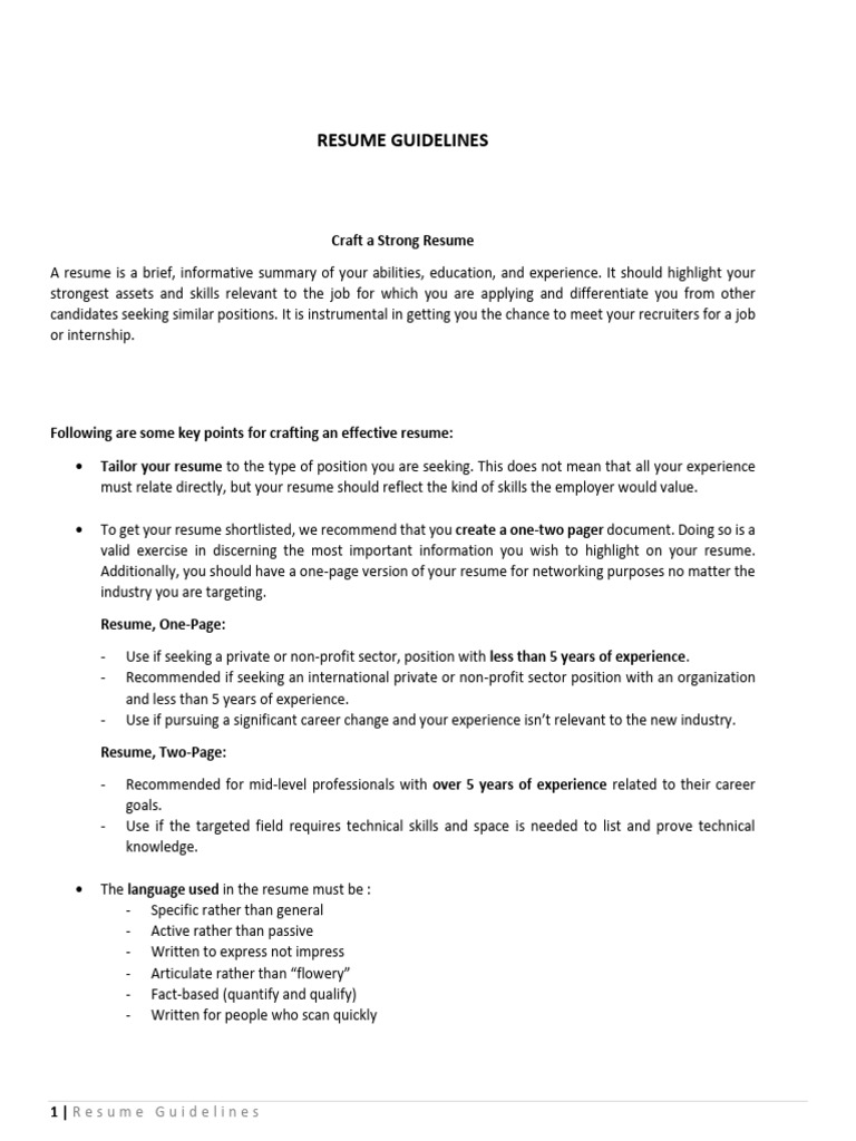 Resume Guidelines | PDF | Résumé | Linguistics