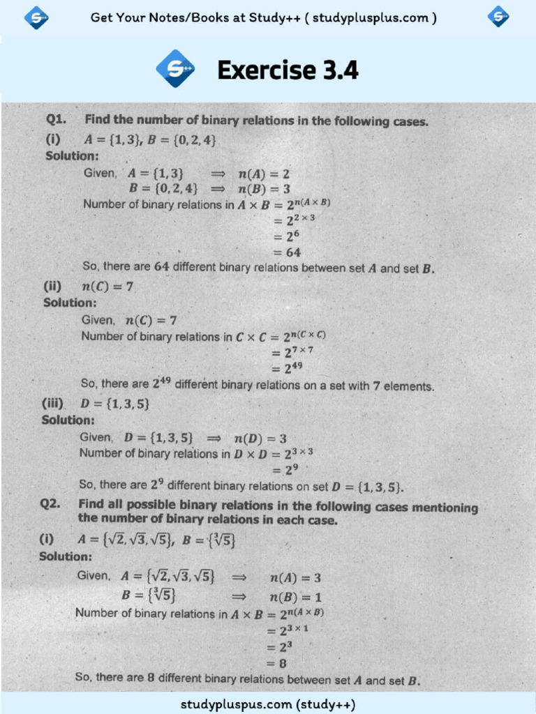 Fbise 9 Maths 3.4 | PDF