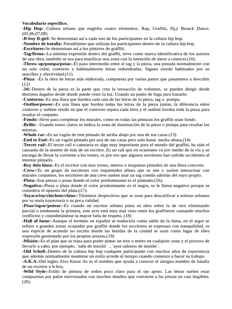 00vocabulario Especifico | PDF | Pintada